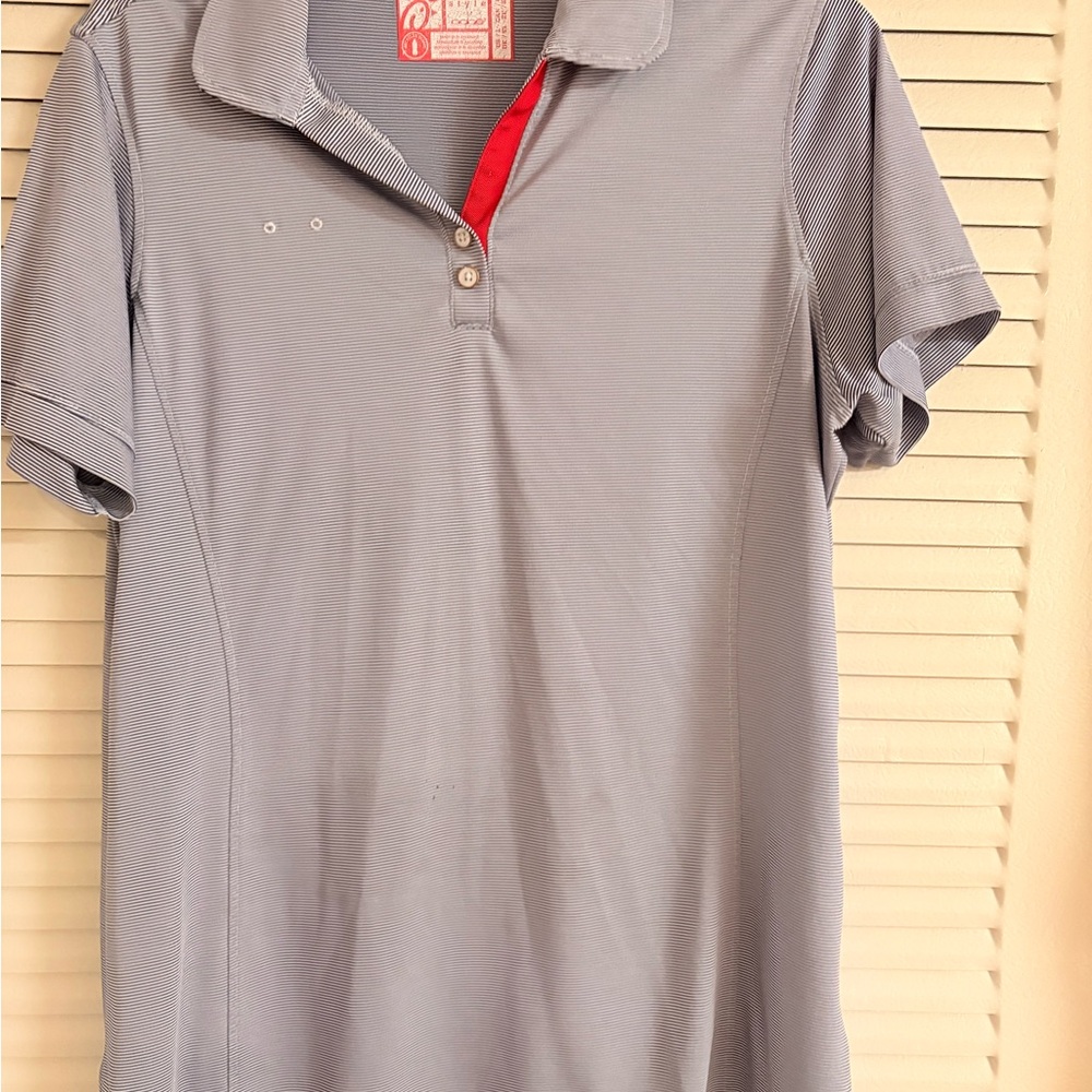 Chick Fil A blue striped shirt , 3 button down softly worn